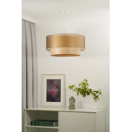 Duolla - Luster na sajli WOOD BOHO 1xE27/15W/230V pr. 45 cm bakrena/bež