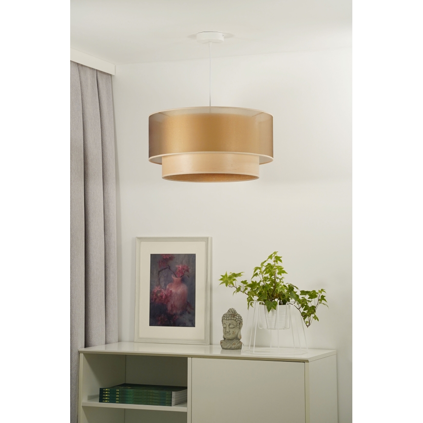 Duolla - Luster na sajli WOOD BOHO 1xE27/15W/230V pr. 45 cm bakrena/bež