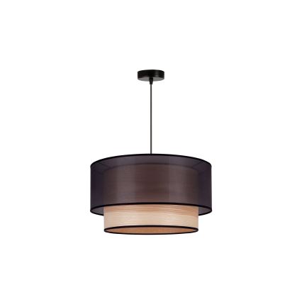 Duolla - Luster na sajli WOOD BOHO 1xE27/15W/230V pr. 45 cm crno/bež