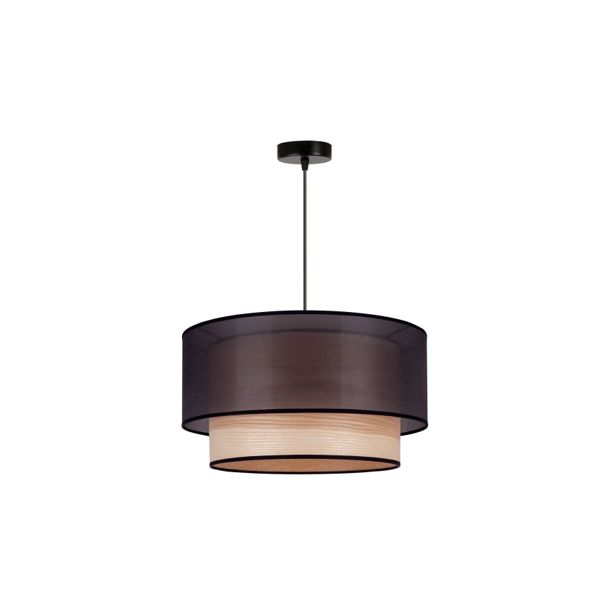 Duolla - Luster na sajli WOOD BOHO 1xE27/15W/230V pr. 45 cm crno/bež