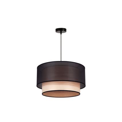 Duolla - Luster na sajli WOOD BOHO 1xE27/15W/230V pr. 45 cm crno/bež
