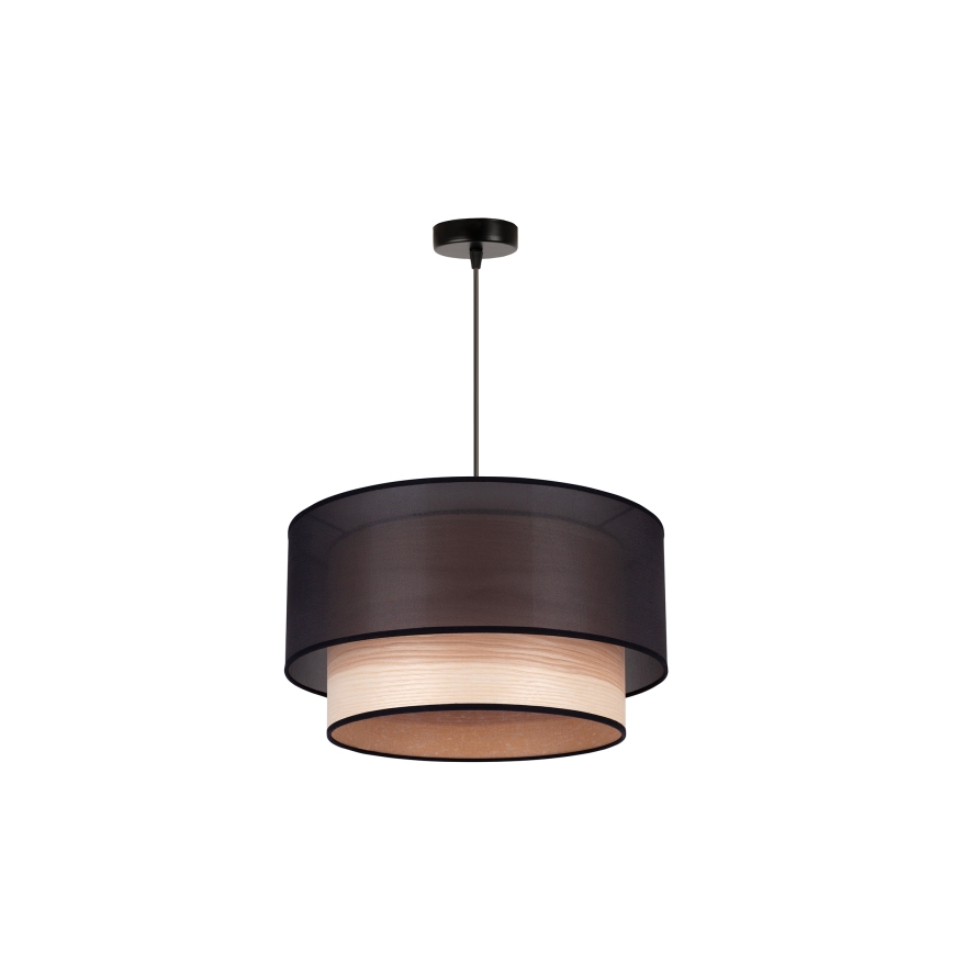 Duolla - Luster na sajli WOOD BOHO 1xE27/15W/230V pr. 45 cm crno/bež