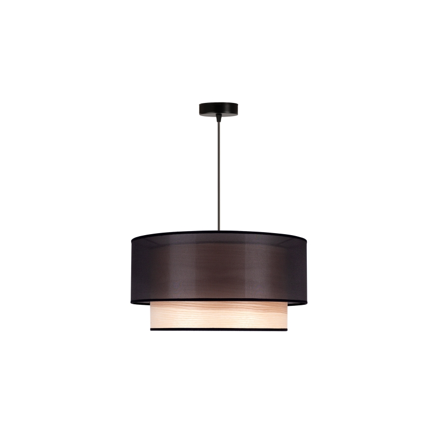 Duolla - Luster na sajli WOOD BOHO 1xE27/15W/230V pr. 45 cm crno/bež