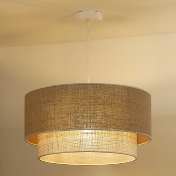 Duolla - Luster na sajli YUTE BOHO 3xE27/15W/230V pr. 60 cm braon/kremasta