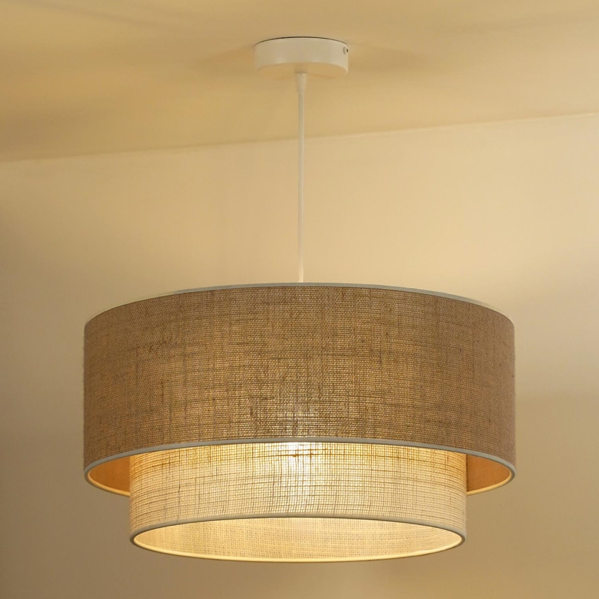 Duolla - Luster na sajli YUTE BOHO 3xE27/15W/230V pr. 60 cm braon/kremasta