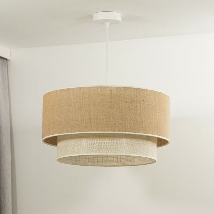 Duolla - Luster na sajli YUTE BOHO 3xE27/15W/230V pr. 60 cm braon/kremasta