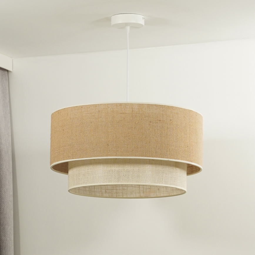 Duolla - Luster na sajli YUTE BOHO 3xE27/15W/230V pr. 60 cm braon/kremasta
