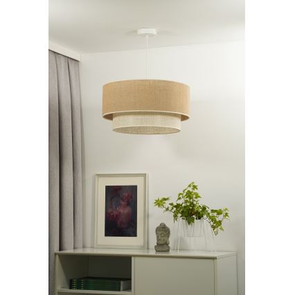 Duolla - Luster na sajli YUTE BOHO 3xE27/15W/230V pr. 60 cm braon/kremasta
