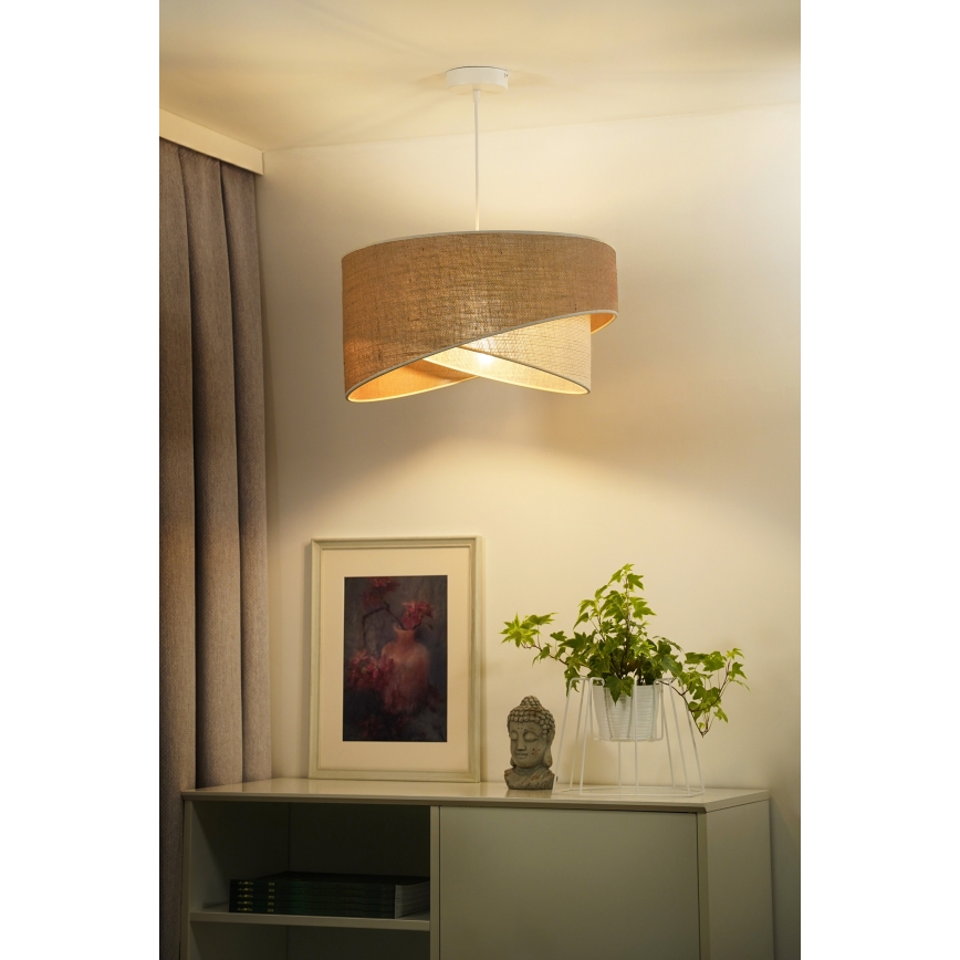 Duolla - Luster na sajli YUTE CELLO 1xE27/15W/230V prečnik 45 cm braon/siva