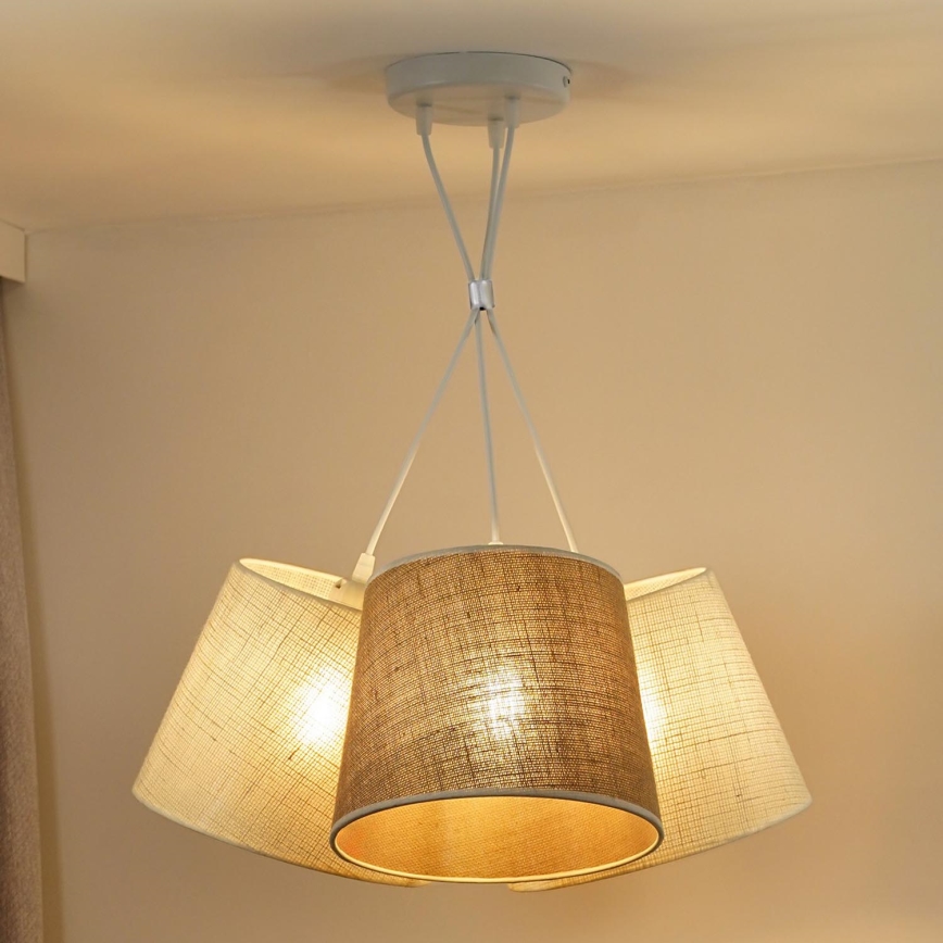 Duolla - Luster na sajli YUTE ROSSA 3xE27/15W/230V sivo/braon