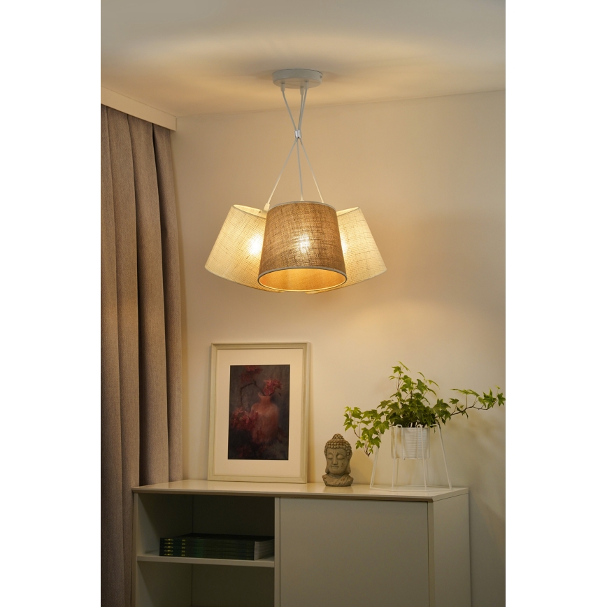 Duolla - Luster na sajli YUTE ROSSA 3xE27/15W/230V sivo/braon
