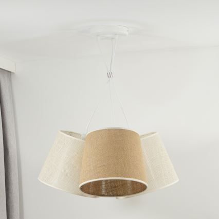 Duolla - Luster na sajli YUTE ROSSA 3xE27/15W/230V sivo/braon