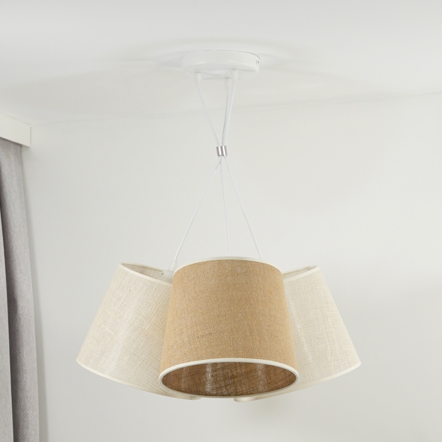 Duolla - Luster na sajli YUTE ROSSA 3xE27/15W/230V sivo/braon