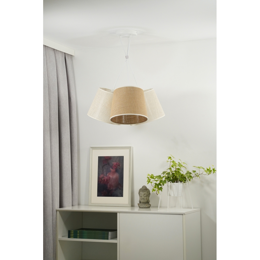 Duolla - Luster na sajli YUTE ROSSA 3xE27/15W/230V sivo/braon