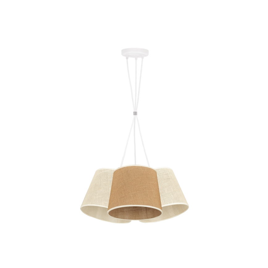 Duolla - Luster na sajli YUTE ROSSA 3xE27/15W/230V sivo/braon