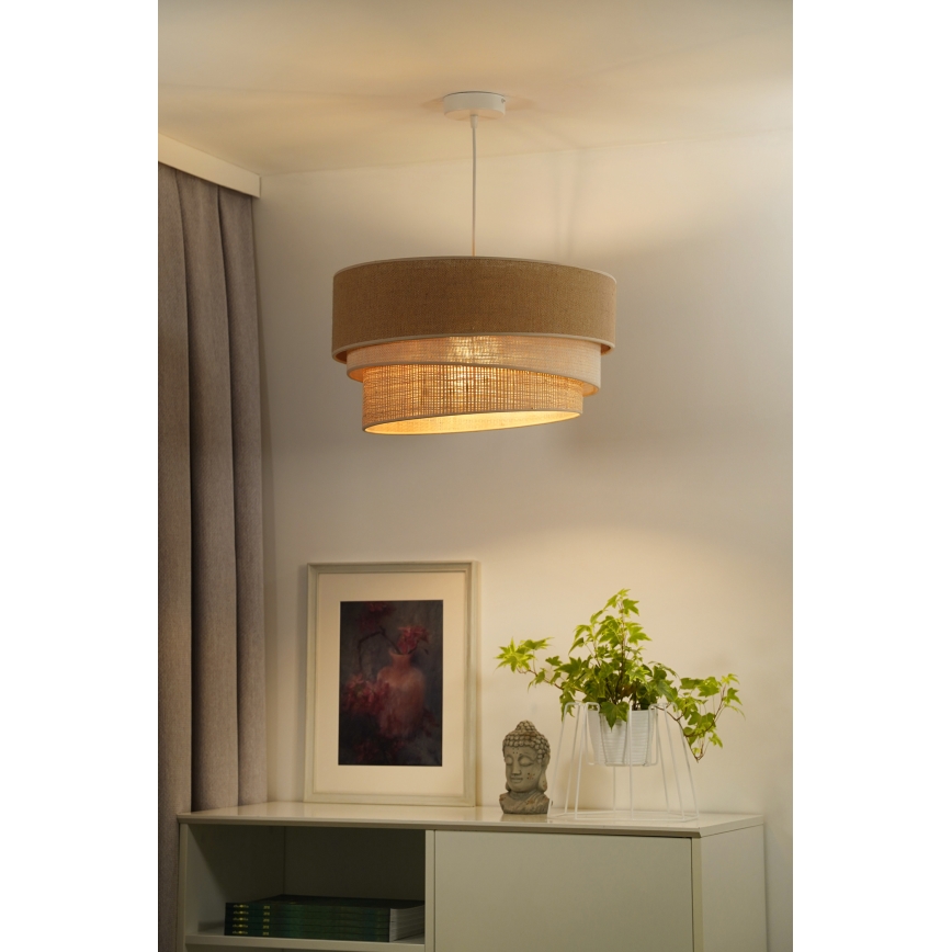 Duolla - Luster na sajli YUTE TRIO 3xE27/15W/230V pr. 60 cm braon/sivo/bež