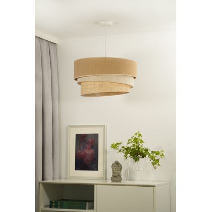 Duolla - Luster na sajli YUTE TRIO 3xE27/15W/230V, prečnik 60 cm, braon/siva/bež