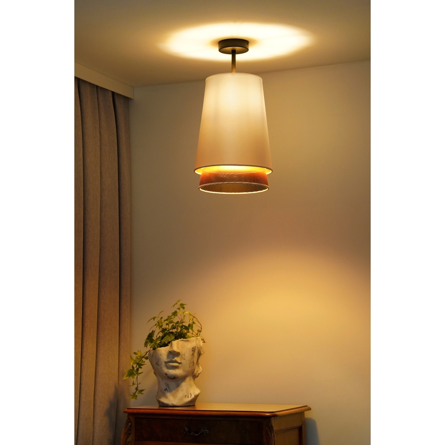 Duolla - Nadgradni luster BELL SHINY 1xE27/15W/230V pr. 25 cm bela/bakrena