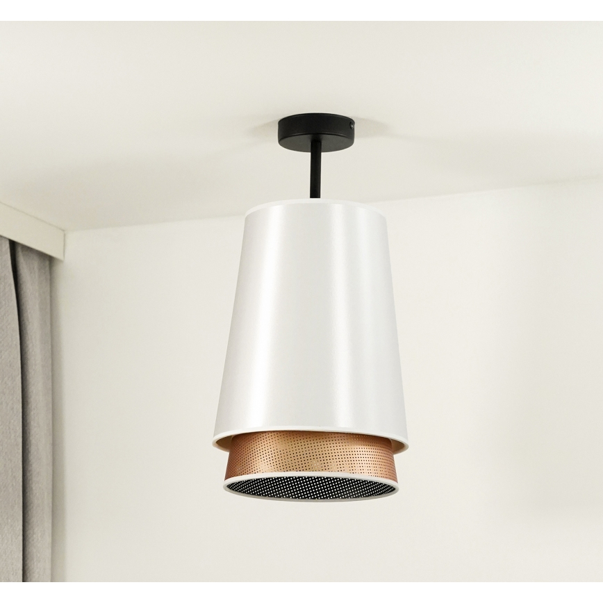 Duolla - Nadgradni luster BELL SHINY 1xE27/15W/230V pr. 25 cm bela/bakrena