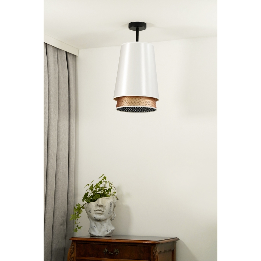 Duolla - Nadgradni luster BELL SHINY 1xE27/15W/230V pr. 25 cm bela/bakrena