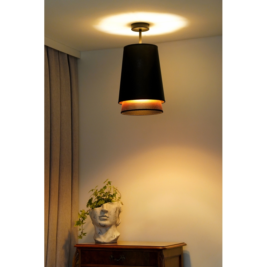 Duolla - Nadgradni luster BELL SHINY 1xE27/15W/230V pr. 25 cm crno/bakrena