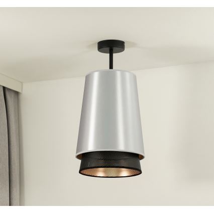 Duolla - Nadgradni luster BELL SHINY 1xE27/15W/230V pr. 25 cm srebrno/crno