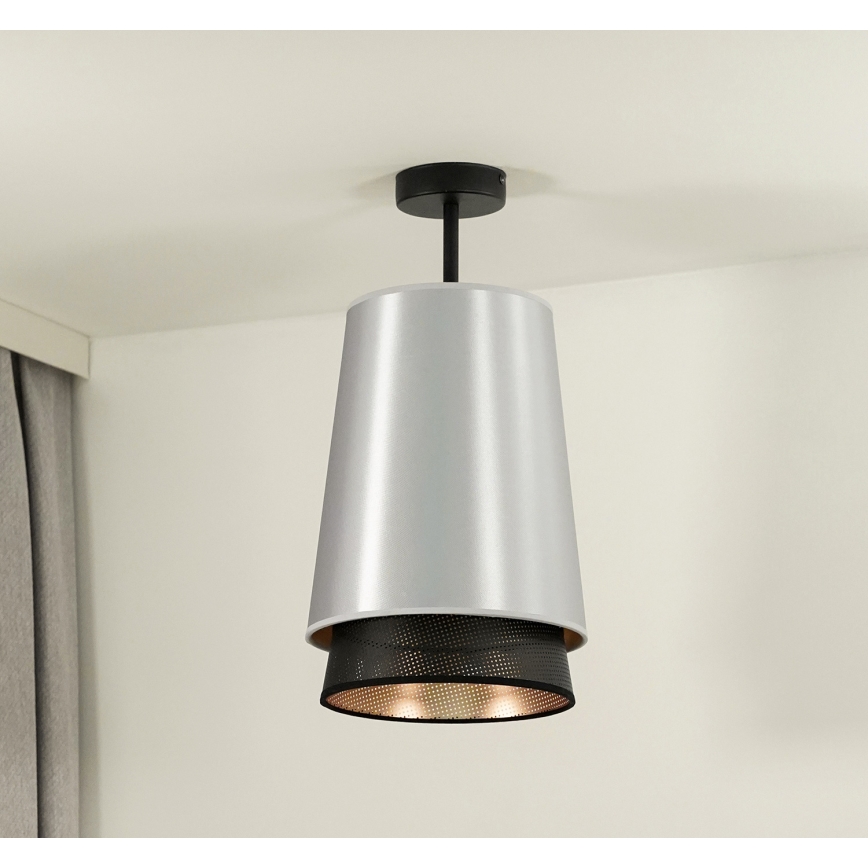 Duolla - Nadgradni luster BELL SHINY 1xE27/15W/230V pr. 25 cm srebrno/crno
