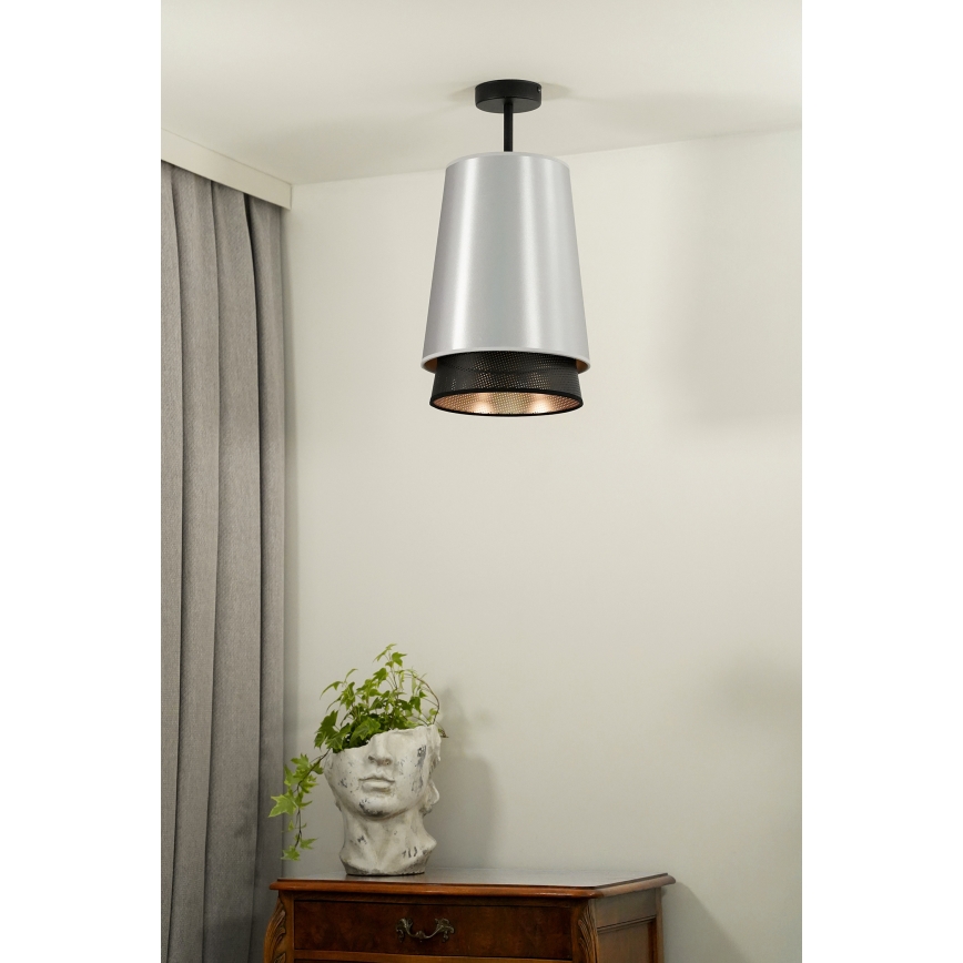 Duolla - Nadgradni luster BELL SHINY 1xE27/15W/230V pr. 25 cm srebrno/crno