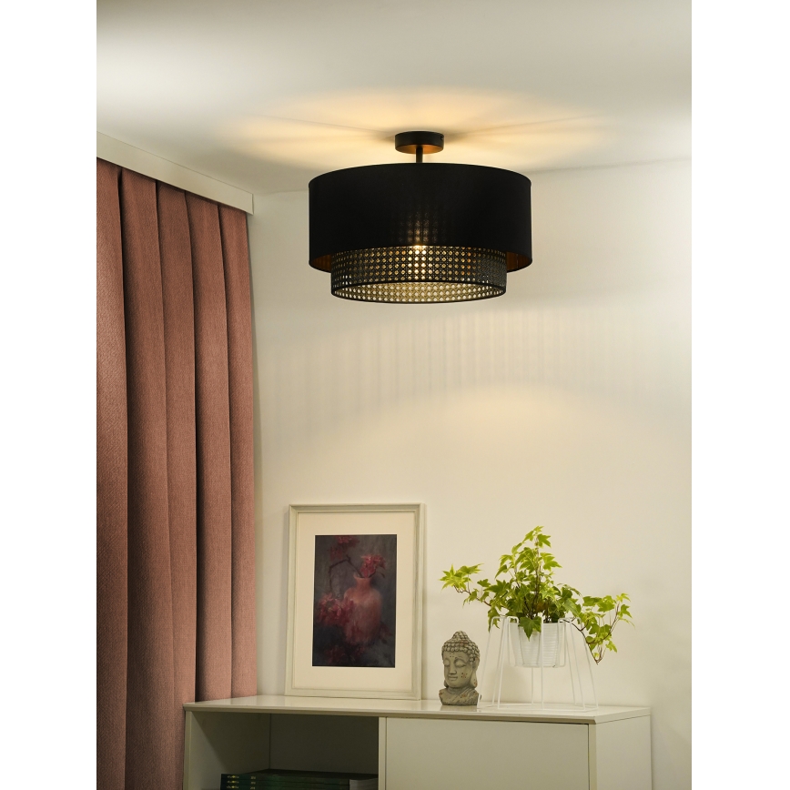Duolla - Nadgradni luster BOHO RATTAN 1xE27/15W/230V pr. 45 cm crno
