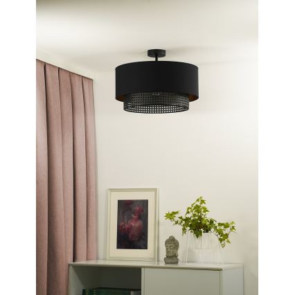 Duolla - Nadgradni luster BOHO RATTAN 1xE27/15W/230V pr. 45 cm crno