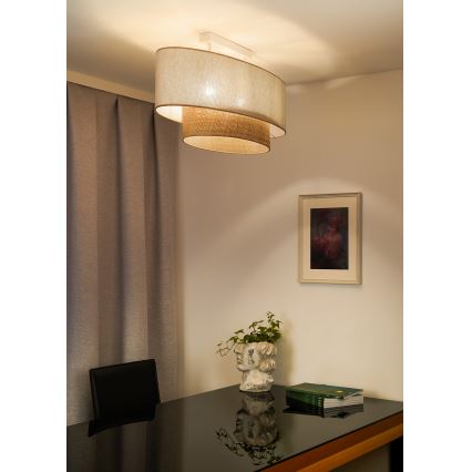 Duolla - Nadgradni luster DOUBLE OVAL NATURE 2xE27/15W/230V kremasta/bež