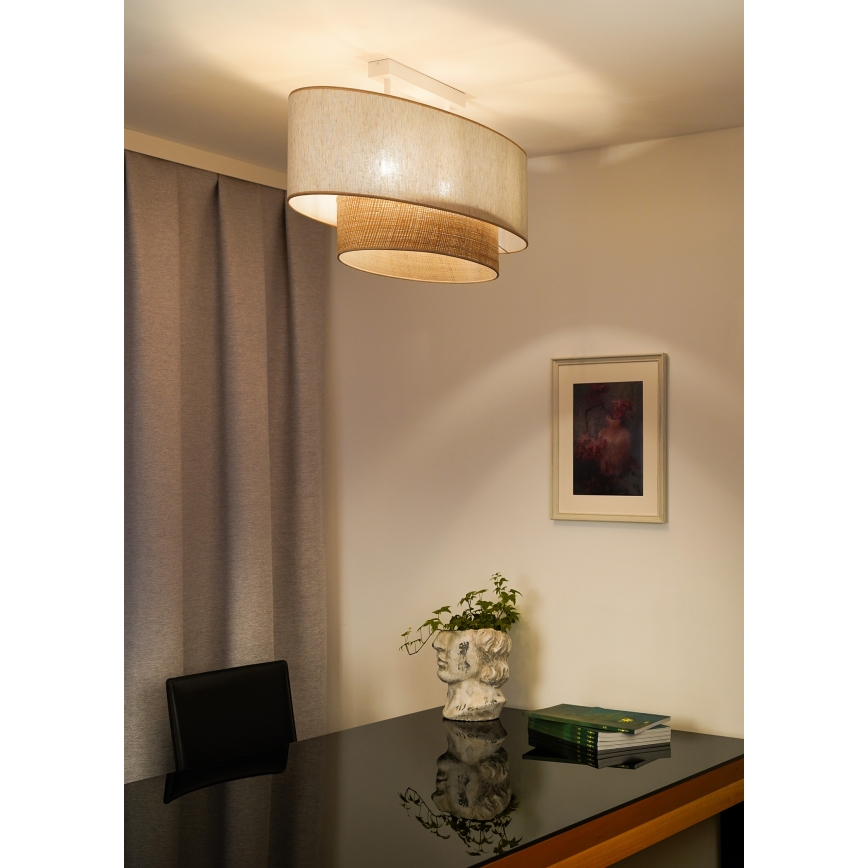 Duolla - Nadgradni luster DOUBLE OVAL NATURE 2xE27/15W/230V kremasta/bež