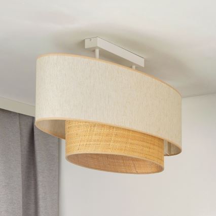 Duolla - Nadgradni luster DOUBLE OVAL NATURE 2xE27/15W/230V kremasta/bež