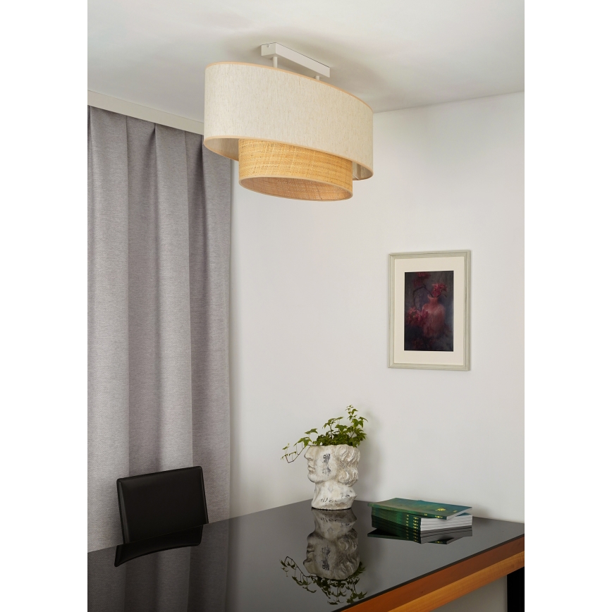 Duolla - Nadgradni luster DOUBLE OVAL NATURE 2xE27/15W/230V kremasta/bež