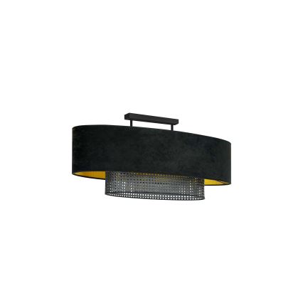 Duolla - Nadgradni luster DOUBLE OVAL RATTAN 2xE27/15W/230V crno/ratan