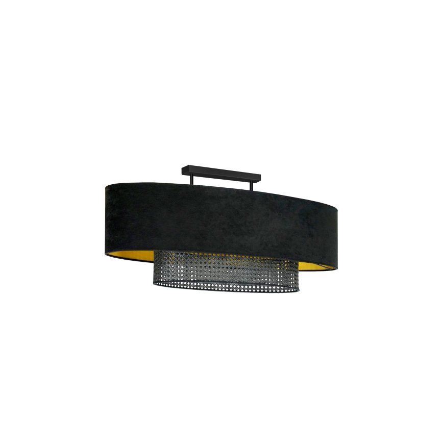 Duolla - Nadgradni luster DOUBLE OVAL RATTAN 2xE27/15W/230V crno/ratan