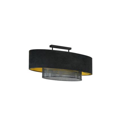 Duolla - Nadgradni luster DOUBLE OVAL RATTAN 2xE27/15W/230V crno/ratan