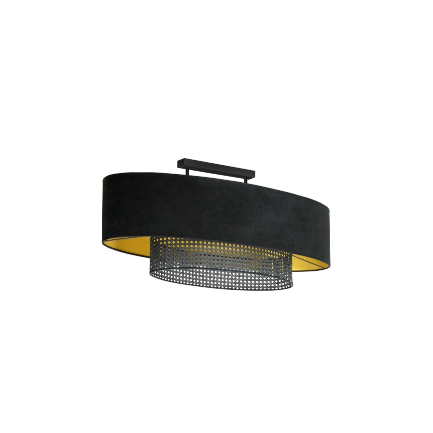 Duolla - Nadgradni luster DOUBLE OVAL RATTAN 2xE27/15W/230V crno/ratan