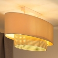 Duolla - Nadgradni luster DOUBLE OVAL RATTAN 2xE27/15W/230V kremasta/ratan