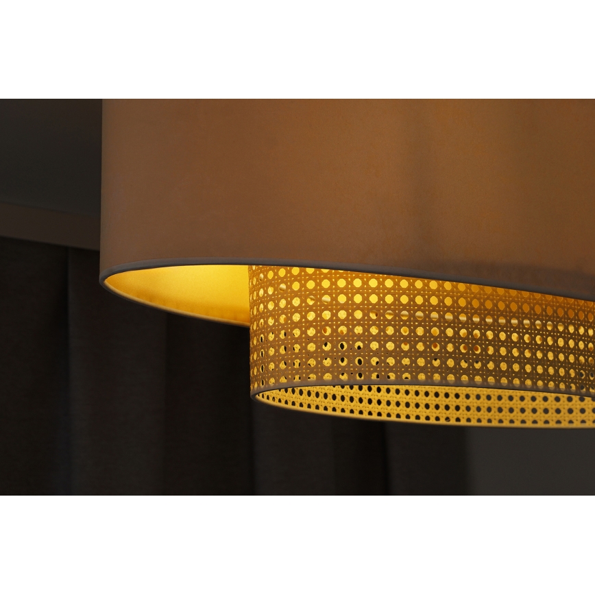 Duolla - Nadgradni luster DOUBLE OVAL RATTAN 2xE27/15W/230V kremasta/ratan