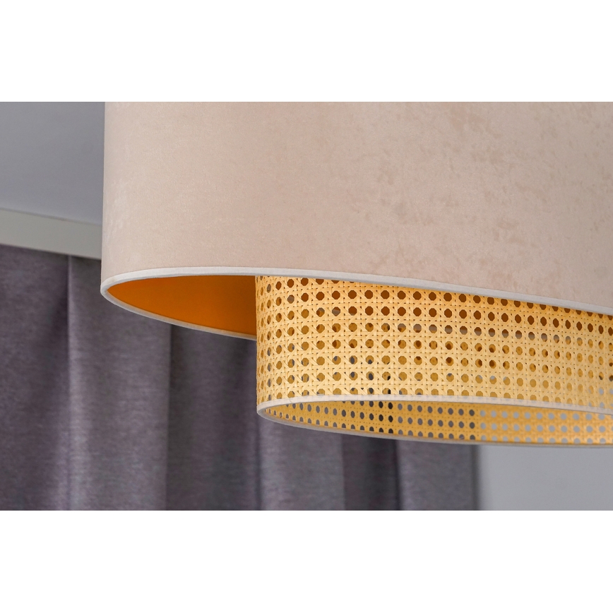 Duolla - Nadgradni luster DOUBLE OVAL RATTAN 2xE27/15W/230V kremasta/ratan