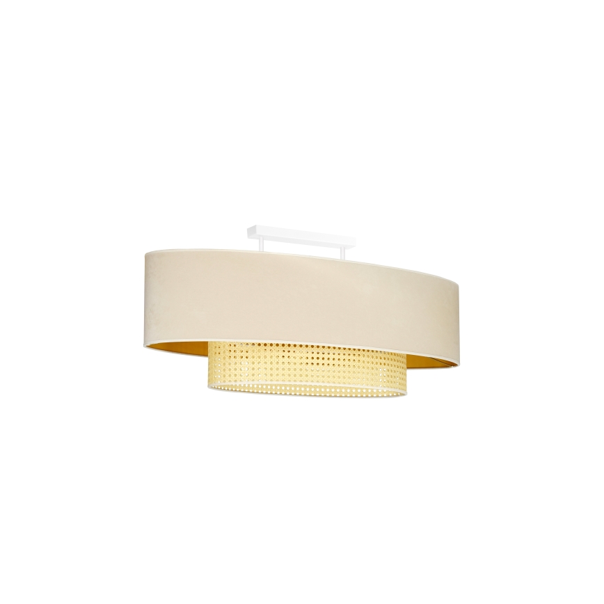 Duolla - Nadgradni luster DOUBLE OVAL RATTAN 2xE27/15W/230V kremasta/ratan