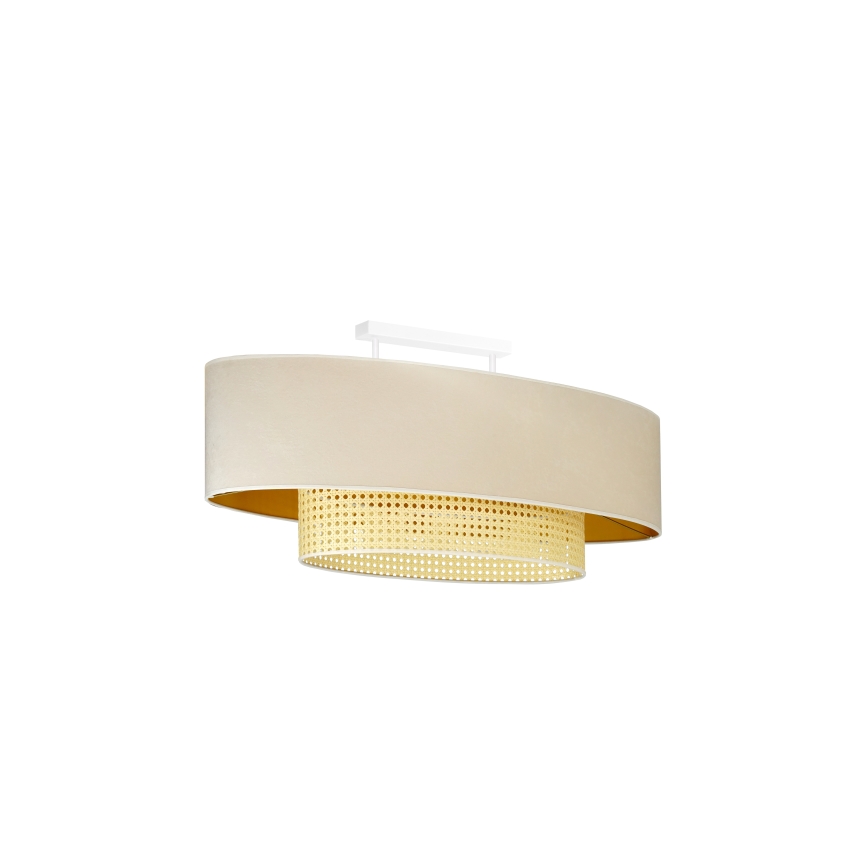 Duolla - Nadgradni luster DOUBLE OVAL RATTAN 2xE27/15W/230V kremasta/ratan