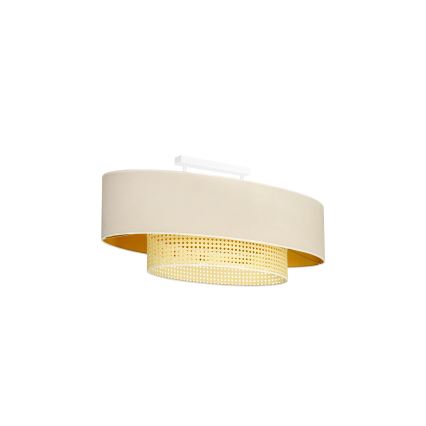 Duolla - Nadgradni luster DOUBLE OVAL RATTAN 2xE27/15W/230V kremasta/ratan