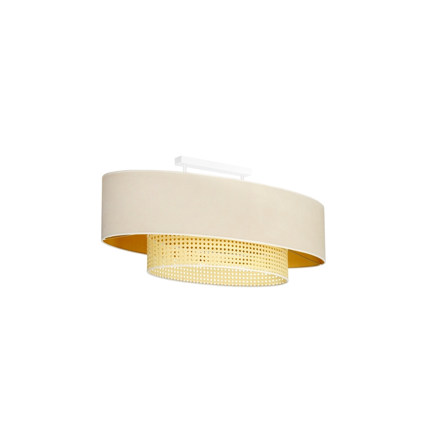 Duolla - Nadgradni luster DOUBLE OVAL RATTAN 2xE27/15W/230V kremasta/ratan