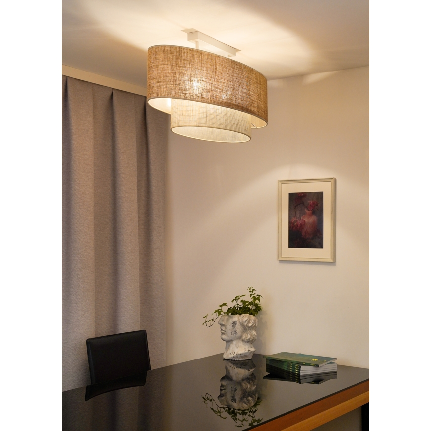 Duolla - Nadgradni luster DOUBLE OVAL YUTE 2xE27/15W/230V braon/kremasta