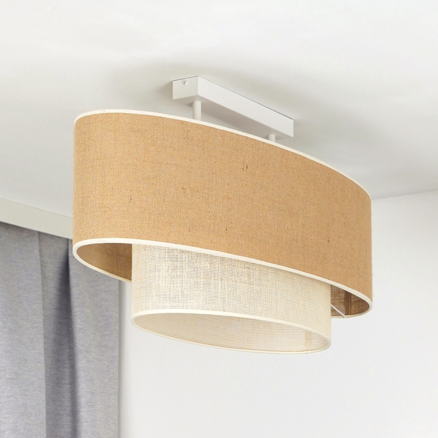 Duolla - Nadgradni luster DOUBLE OVAL YUTE 2xE27/15W/230V braon/kremasta