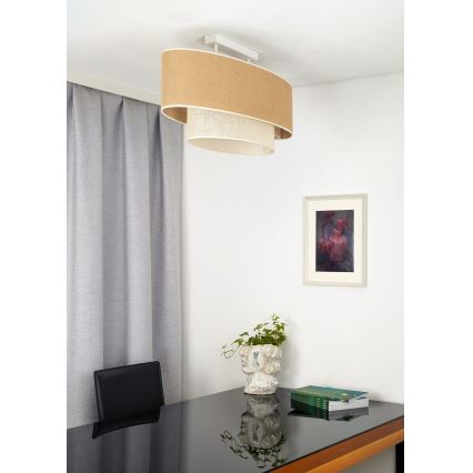 Duolla - Nadgradni luster DOUBLE OVAL YUTE 2xE27/15W/230V braon/kremasta