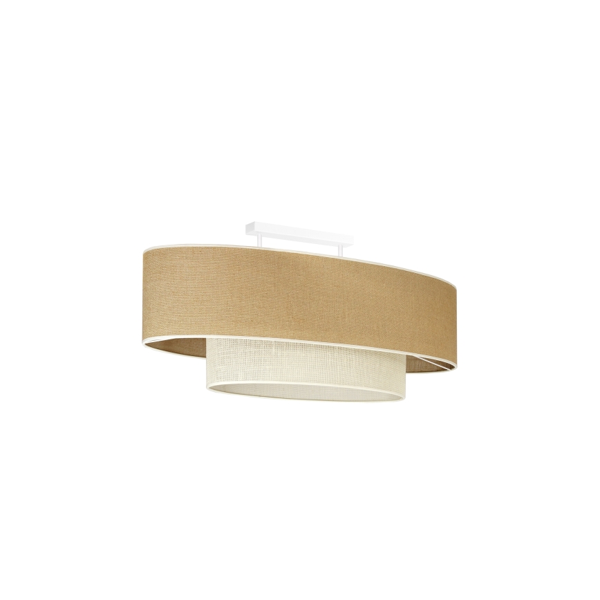 Duolla - Nadgradni luster DOUBLE OVAL YUTE 2xE27/15W/230V braon/kremasta