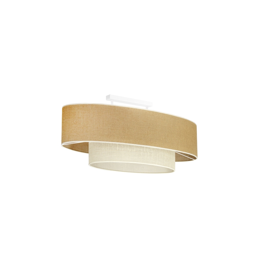 Duolla - Nadgradni luster DOUBLE OVAL YUTE 2xE27/15W/230V braon/kremasta